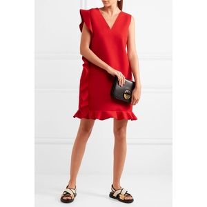 MSGM Frilled red heavy crepe dress